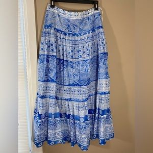 Jones New York blue and white midi skirt